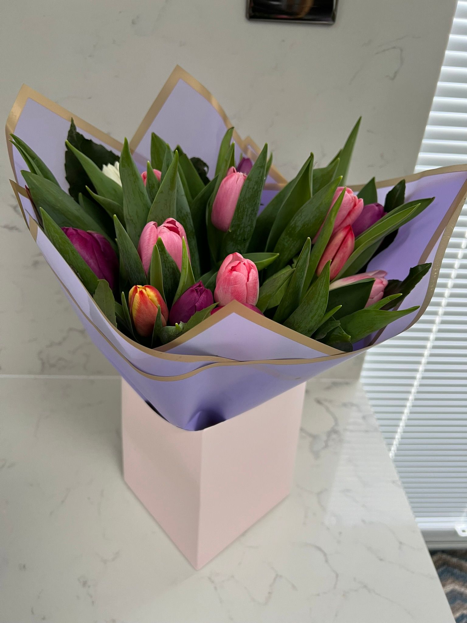 Mixed Tulips Purple Wrap
