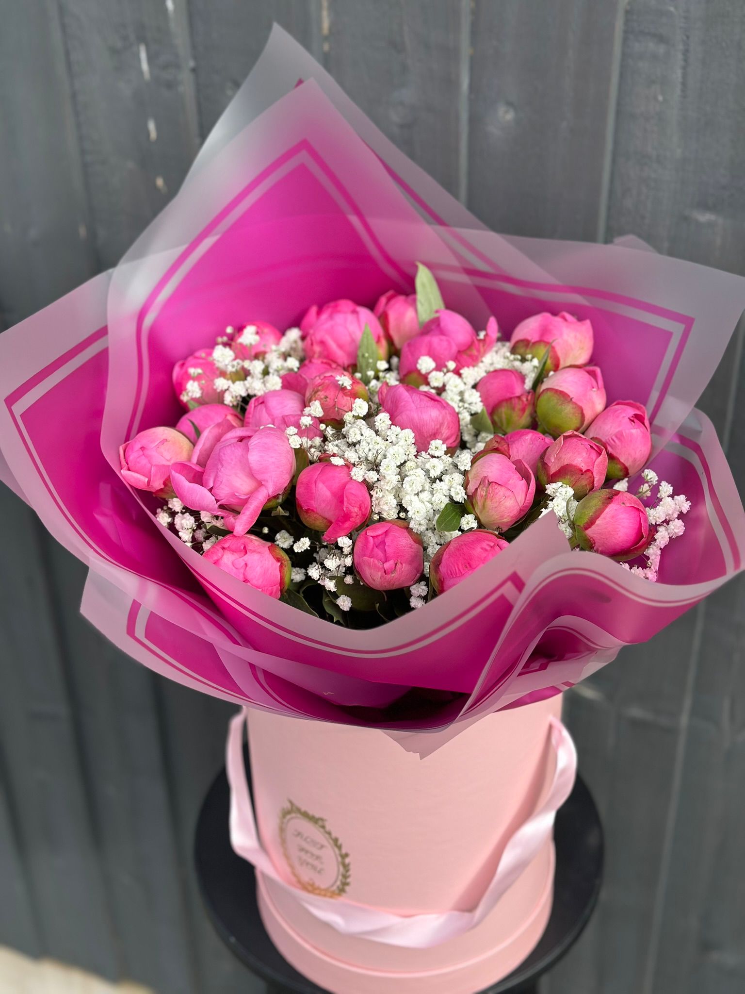 Pink Peonies Box Bouquet