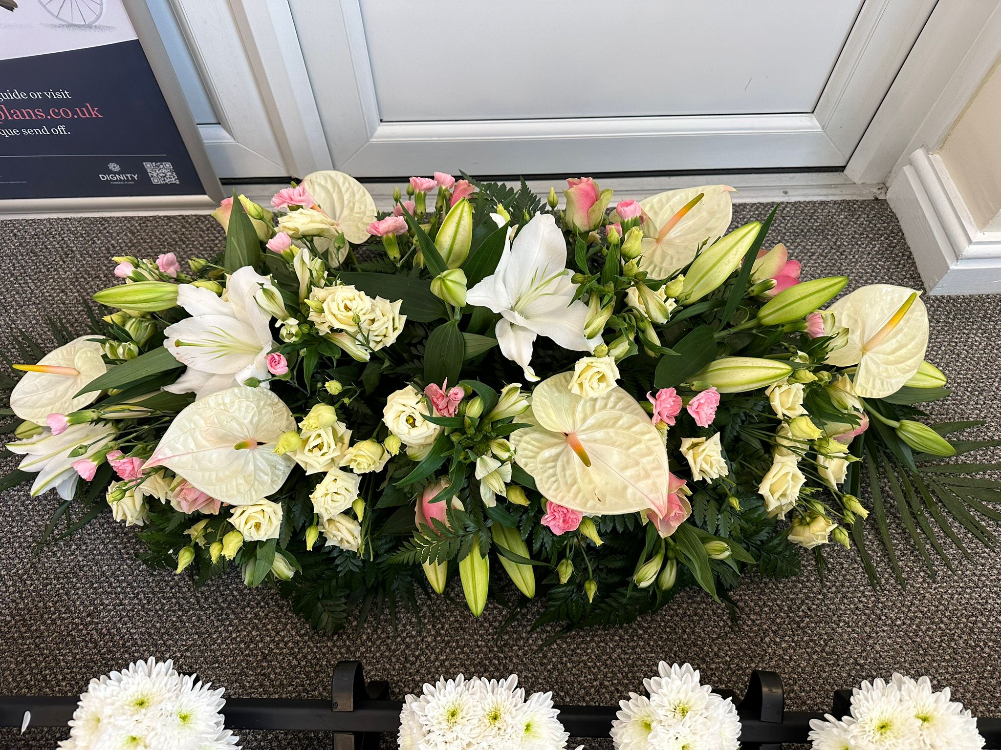 White Lily Casket Spray